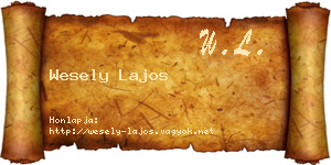 Wesely Lajos névjegykártya